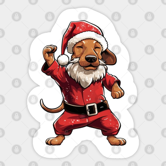 Cartoon Christmas Dachshund Dog Dancing Sticker by Chromatic Fusion Studio